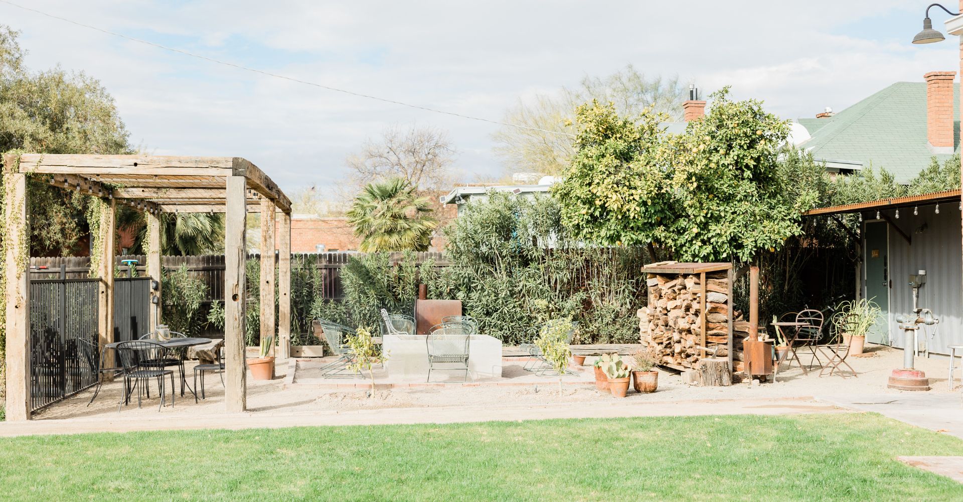 backyard entertainment area